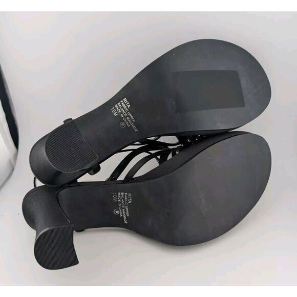 Vintage Mudd Size 10 Rita Platform Heels Black Strappy Satin Y2k 90s New In Box - Picture 7 of 11